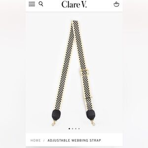 Clare V. Adjustable Black & Cream Checker Strap.